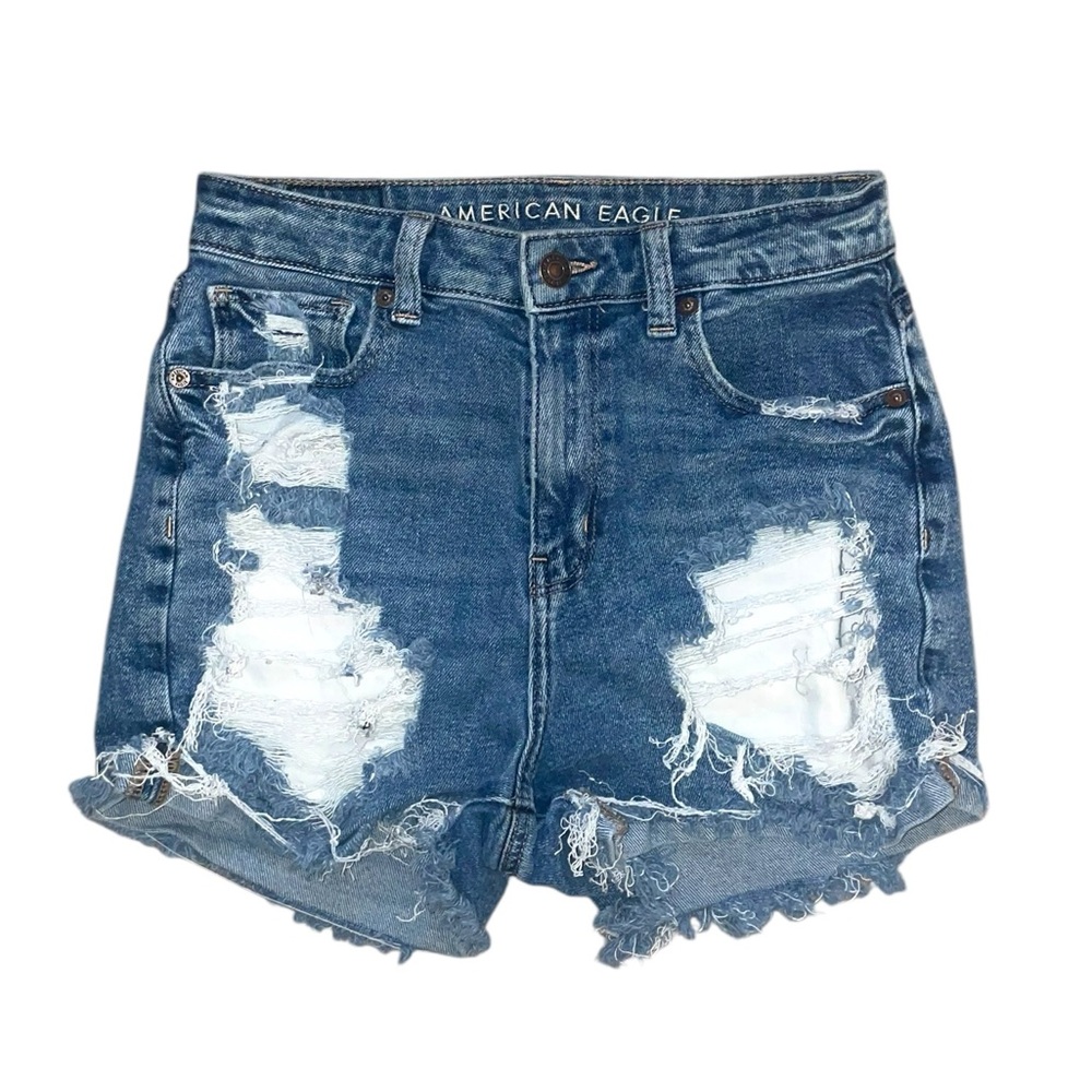 y2k american eagle outfitters high waisted distressed denim jean shorts